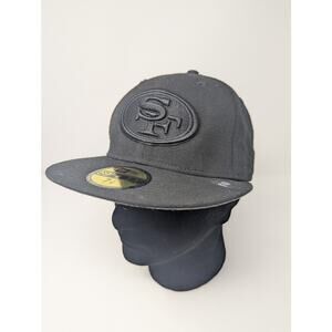 NFL San Francisco 49ers New Era Fitted Hat 7 1/8 Triple Black NFL 59Fifty 5950
